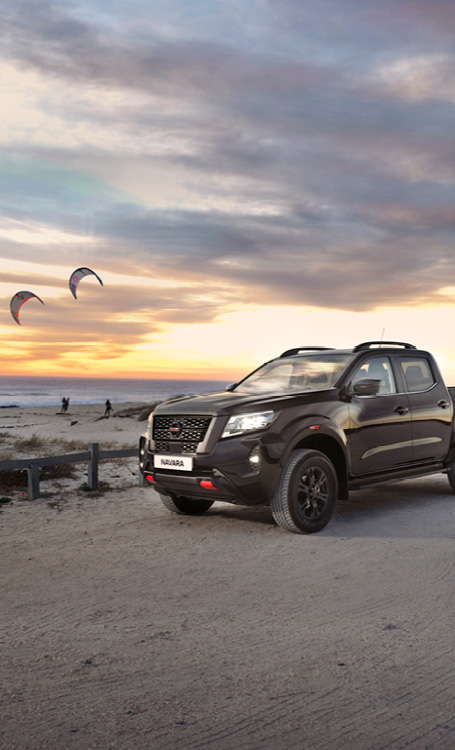 Nissan Navara on beach front